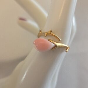 Pink Conch 925 Vermeil Branch Ring